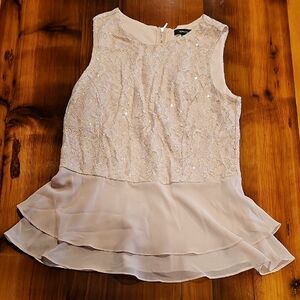 RW&CO. Lace Sleeveless Blouse - Cream